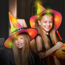 Family Halloween-i LED-es boszorkány kalap - színes, poliészter - 38 cm Family 58151 (58151) - globalsales