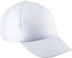K-UP Gyerek sapka K-UP KP143 Kids' Trucker Mesh Cap - 5 panels -Egy méret, White/Fluorescent Orange