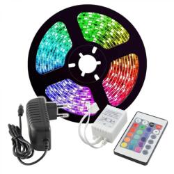 VIVALUX Kit Banda LED RGB Vivalux BAGRA, 5 metri, 45W, 60 SMD LED/m, 230V, lumina alba si color, dimabila, 15000h, 120°, IP20, + telecomanda (VIV004498) - shoppix