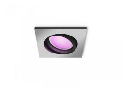 Philips Spot LED RGB incastrat Philips Hue Centura, Bluetooth, GU10, 5.7W, 350 lm, lumina alba si color (2000-6500K), IP20, 9cm, Argintiu (000008719514338807)