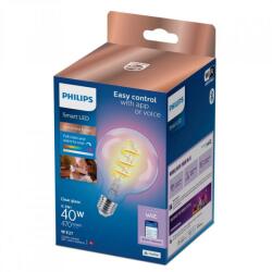 Philips Smart Bec LED RGB inteligent Philips Filament Globe G95, Wi-Fi, E27, 6.3W (40W), 470 lm, lumina alba si color (2200-6500K) (000008720169165793) - shoppix