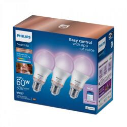 Philips Smart 3 Becuri LED RGB inteligente Philips Bulb A60, Wi-Fi, E27, 8.8W (60W), 806 lm, lumina alba si color (2200-6500K) (000008720169204423) - shoppix