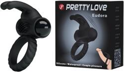 Pretty Love Inel Vibrator de Penis Eudora, Silicon, Negru Inel pentru penis