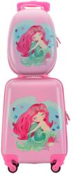 BONTOUR Kids rózsaszín sellős 4 kerekű gyerek bőrönd + hátizsák (140341-2-mermaid)