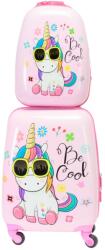 BONTOUR Kids rózsaszín unikornis 4 kerekű gyerek bőrönd + hátizsák (140341-2-Unicorn)