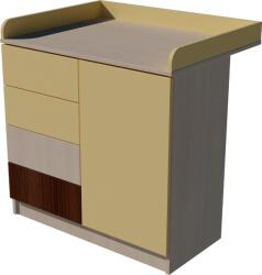  Tomi Trio 1 ajtós, 4 fiókos 90-es pelenkázó szekrény PUSH OPEN rendszerrel - Világos sonoma/bézs/mokka