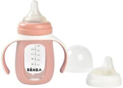 BÉABA - Sticlă pentru bebeluși 2în1 210ml cu protecție siliconică Roz (913520BB)
