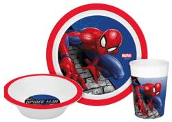 Kids Licensing - Ustensile de plastic copii, SPIDERMAN Micro, farfurie, castron, ceașcă, 840456 (3800161840456) Set pentru masa bebelusi