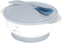 KikkaBoo - Bol cu ventuză, capac si lingură cu senzor de căldură Blue (31302040126KB) Set pentru masa bebelusi