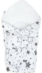 New Baby - Înfășare clasică cu șireturi, stele albe, gri (8596164030844) Lenjerii de pat bebelusi‎, patura bebelusi