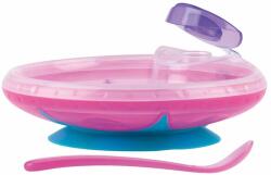 Nuby - Bol cu păstrarea căldurii, cu lingură 3 m+ roz (ID5342PINK)