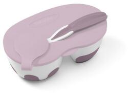 BabyOno - Bol cu două camere pentru copii cu linguriță, roz 200 și 150 ml (5901435412916) Set pentru masa bebelusi