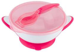 BabyOno - Bol pentru copii cu ventuză și lingură roz (5901435411803) Set pentru masa bebelusi