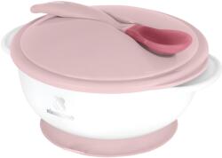 KikkaBoo - Bol cu ventuză, capac si lingură cu senzor de căldură Pink (31302040076KB) Set pentru masa bebelusi