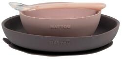 Nattou - Set de masă din silicon 3 buc. mov-roz fără BPA (876797) Set pentru masa bebelusi