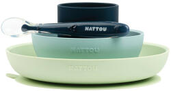 Nattou - Set silicon pentru masă 4 buc. verde-albastru fără BPA (877008)