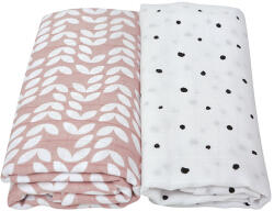 Motherhood - Premium Cotton Muslin Blanket and Wrap 2 buc Pink Classics 100x120 cm (17171) Lenjerii de pat bebelusi‎, patura bebelusi