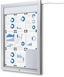Jansen Display Kültéri LED információs vitrin felső kártyával 9 x A4 - T típusú, alumínium