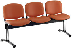 ISO bőr pad, 3 üléses - króm lábak, narancssárga