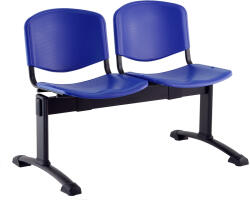 ISO műanyag pad, 2 üléses - fekete lábak, kék
