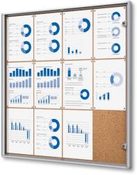 Jansen Display Belső információs kirakat Economy 12 x A4 - parafa hátlap, alumínium
