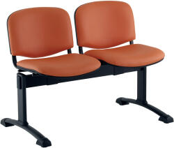  ISO bőr pad, 2 üléses - fekete lábak, narancssárga