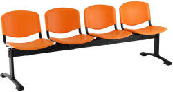 ISO műanyag pad, 4 üléses - fekete lábak, narancssárga