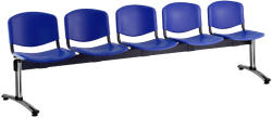 ISO műanyag pad, 5 üléses - króm lábak, kék