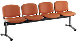 ISO bőr pad, 4 üléses - króm lábak, narancssárga