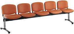 ISO bőr pad, 5 üléses - króm lábak, narancssárga