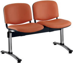  ISO bőr pad, 2 üléses - króm lábak, narancssárga