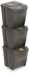 Prosperplast Szürke gyűjtemény szelektált hulladékhoz II, 3 x 25 l, szürke