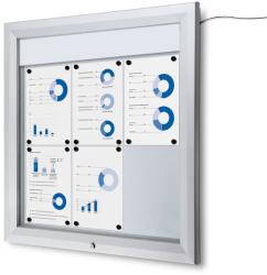 Jansen Display Kültéri LED információs vitrin felső kártyával 6 x A4 - T típusú, alumínium