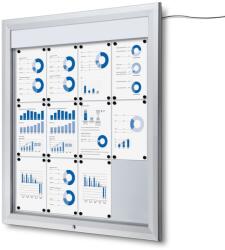 Jansen Display Kültéri LED információs vitrin felső kártyával 12 x A4 - T típusú, alumínium