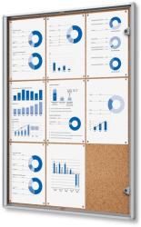 Jansen Display Belső információs kirakat Economy 9 x A4 - parafa hátlap, alumínium