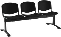  ISO műanyag pad, 3 üléses - fekete lábak, fekete