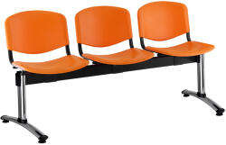  ISO műanyag pad, 3 üléses - króm lábak, narancssárga