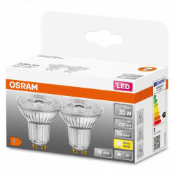 OSRAM 2x GU10 LED izzó 2.6W = 35W 230lm 2700K Meleg 36° OSRAM STAR (4058075260238)