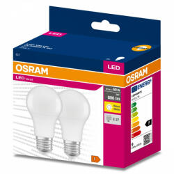 OSRAM 2db LED izzó E27 A60 8.5W = 60W 806lm 3000K 200° OSRAM ÉRTÉK (4058075628984)