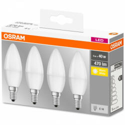 OSRAM 4PAK LED izzó E14 B35 5W = 40W 470lm 2700K 300° OSRAM (4058075819474)