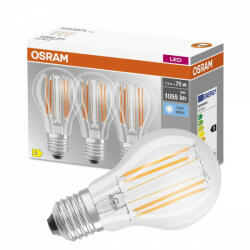OSRAM 3PAK LED izzó E27 A60 CL 7, 5W = 75W 1055lm 4000K semleges 300°-os izzószál OSRAM ALAP (4058075592377)