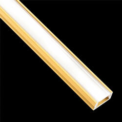 Lumiled MINI felületre szerelhető alumínium profil LED szalagokhoz, felületre szerelhető, 2m, arany + opál ernyő (ZKMPRO0707M)
