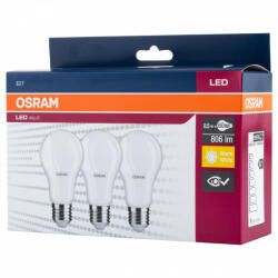OSRAM 3db LED izzó A60 E27 8, 5W = 60W 806lm 2700K OSRAM érték (4058075385641)