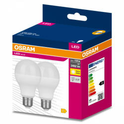 OSRAM 2db LED izzó E27 A60 19W = 150W 2452lm 3000K 200° OSRAM (4058075634312)