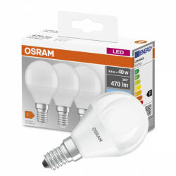OSRAM 3db LED izzó Gömb E14 P45 5W = 40W 470lm 4000K semleges 300° OSRAM alap (4058075429727)