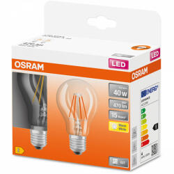 OSRAM 2Pak LED izzó E27 A60 4W = 40W 470lm 2700K 300° OSRAM STAR izzószál (4058075330214)