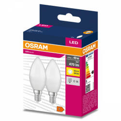 OSRAM 2db LED izzó E14 B35 4.9W = 40W 470lm 2700K Meleg 220° OSRAM ÉRTÉK (4058075479098)