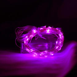  Elemes mikró ledes Nano fényfüzér, 50 db pink leddel. Csak világít! Elem nem tartozék, 3× AA 1, 5 V. IP44, kültérre is! (LLKNANOIP44BAT3XAA50LPINK)