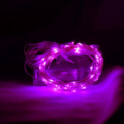 Life Light Led Elemes mikró ledes Nano fényfüzér, 50 db pink Leddel. Csak világít! Elem nem tartozék, 3× AA 1, 5 V. IP44, kültérre is! (LLKNANOIP44BAT3XAA50LPINK)