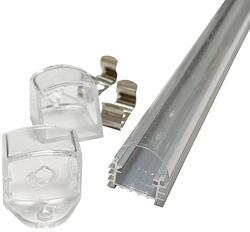 Life Light Led Alusín Led profil szett, 2 méter, íves búra, extra hűtéssel! 8-12 mm Led szalaghoz. 2 m sín + átlátszó búra + 4 db rögzítő +2 db vég. LIFE LIGHT LED (LLLSZASIN2MECATSZETT)